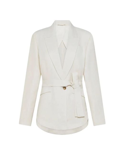 Seventy White Tie-Detail Single-Breasted Blazer