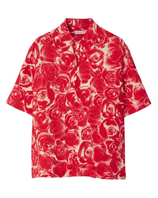 Camicia Con Stampa di Burberry in Red da Uomo