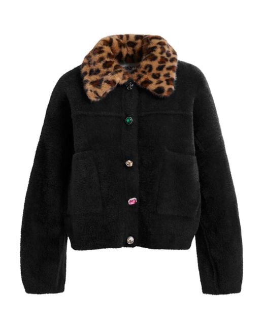 Essentiel Antwerp Vest Met Luipaardprint En Knoopsluiting in het Black