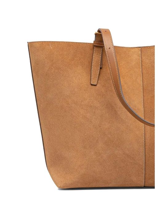 Marc O' Polo Brown Large Buckle-Fastening Suede Tote Bag