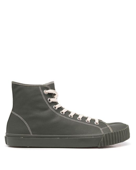 Maison Margiela Leather Contrasting-stitch Detail High-top Sneakers in ...