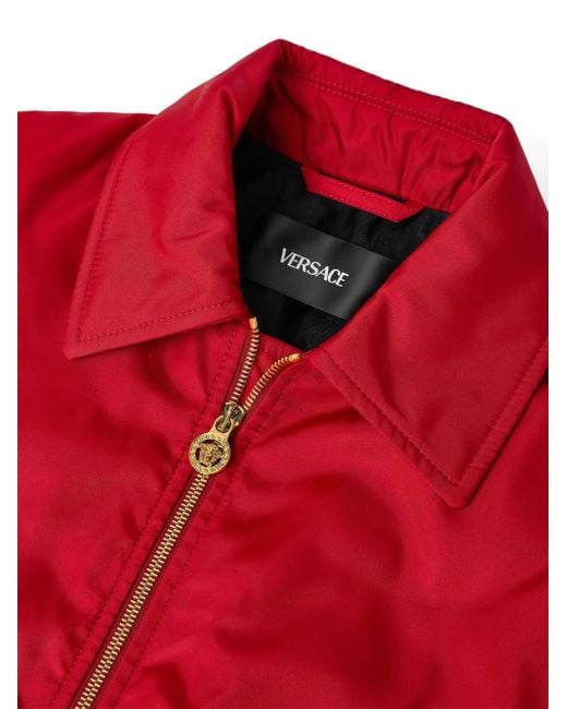 Versace Bomberjack Met Geribbelde Manchetten En Gouden Rits in het Red voor heren