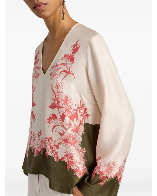 Momoní Pink Long Sleeve Floral Print Blouse