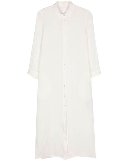 120% Lino White Linen Shirt Midi Dress