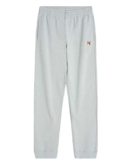 Maison Kitsuné White Logo-Patch Trousers for men