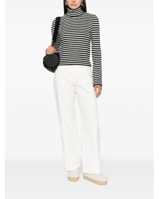 Jil Sander Black Logo-Patch Striped Wool Sweater