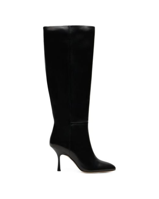 Stuart Weitzman Black Madison Almond-Toe Boots