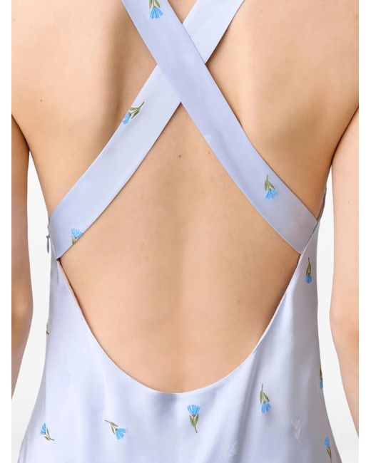 Claudie Pierlot Blue Satin Open-Back Dress