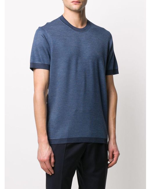 Ermenegildo Zegna Cotton Short Sleeve T-shirt in Blue for Men - Lyst