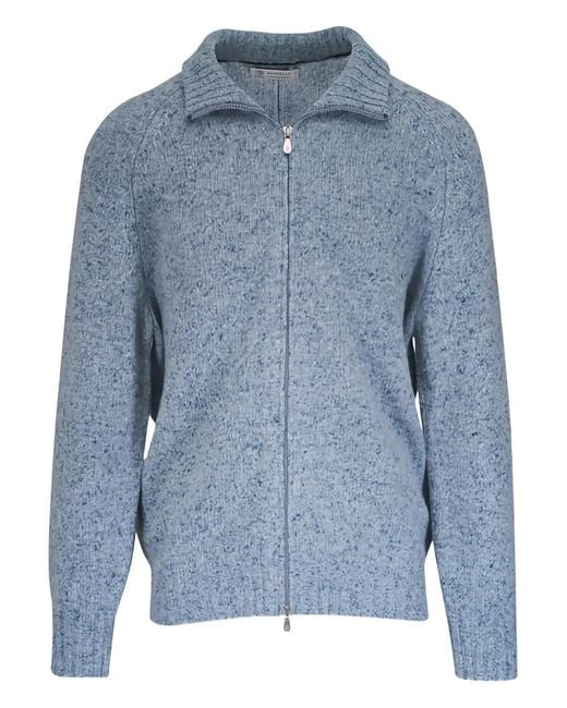 Brunello Cucinelli Gray Cashmere Zipper Sweater Knitwear for men