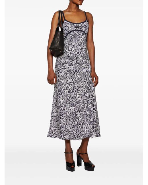 Miu Miu Purple Floral-Print Slip Dress