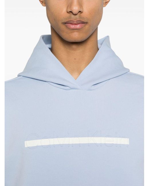 Calvin Klein Hoodie Met Geborduurd Logo Van Katoenblend in het Blue voor heren