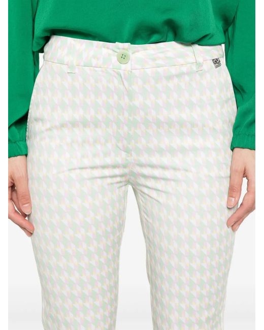 Marc Cain White Geometric-Print Trousers