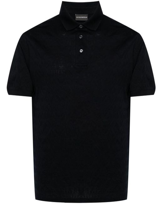 Polo en coton à motif monogrammé Emporio Armani pour homme en coloris Black