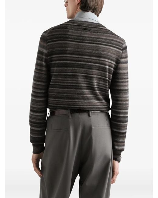 Dolce & Gabbana Black Striped Wool Pullover for men