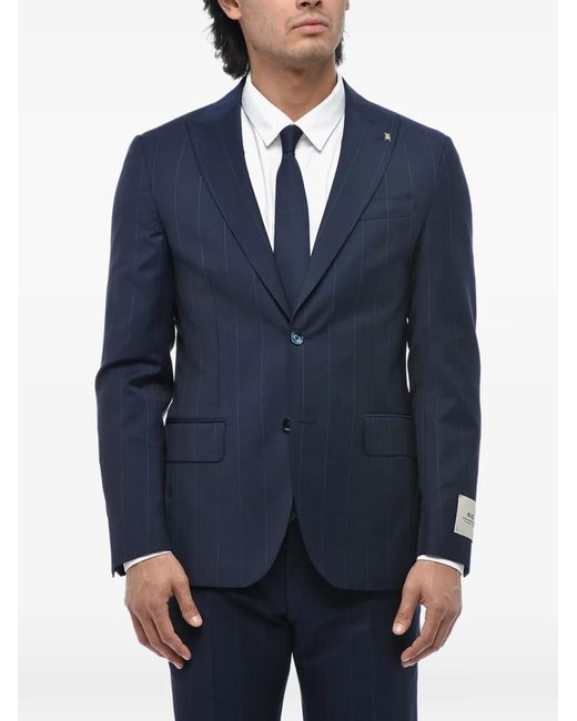 Corneliani Blue Pinstripe-Pattern Single-Breasted Suit for men