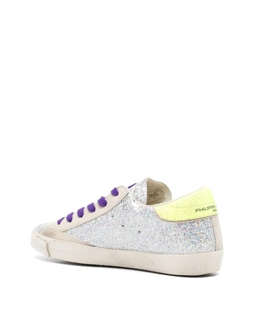 Philippe Model White Prsx Glitter Sneakers