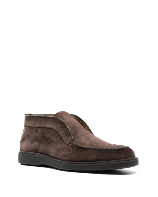 Santoni Brown Suede Loafers for men