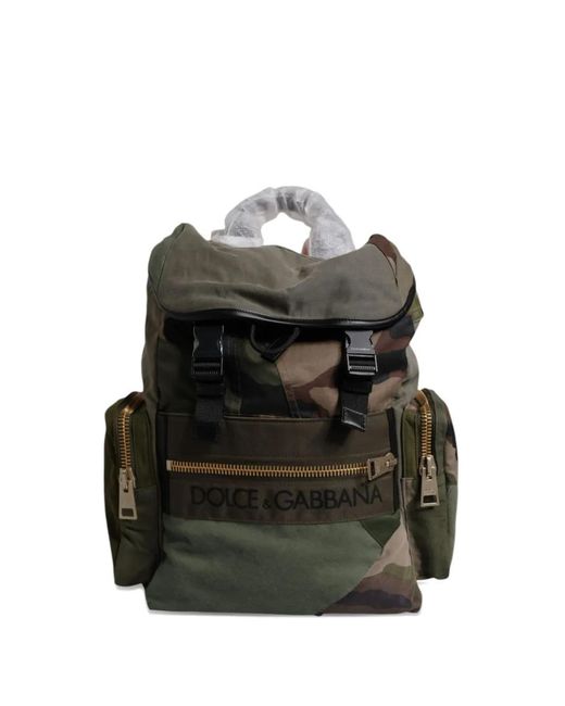 Dolce & Gabbana Black Patchwork Camouflage Backpack for men