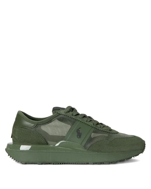 Polo Ralph Lauren Green Train 89 Mesh And Suede Trainers