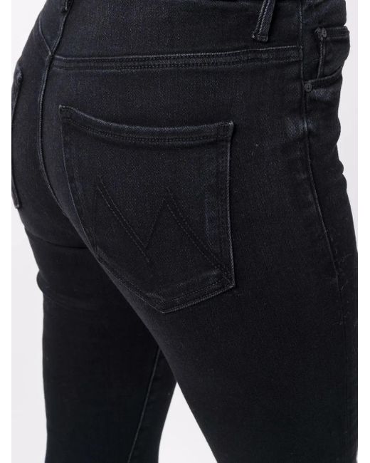 Mother Blue High-Rise Cropped Skinny Jeans