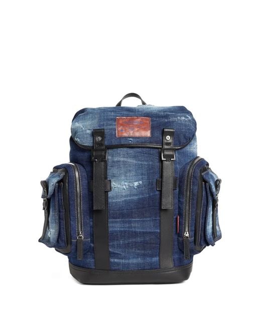 DSquared² Blue Denim Backpack for men