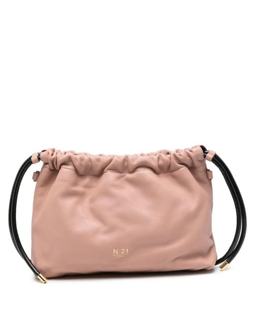 N°21 Pink Eva Ruched Leather Shoulder Bag
