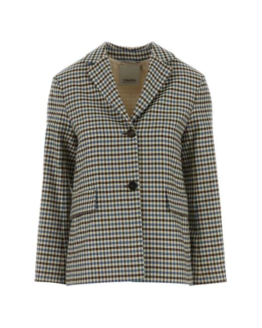 Max Mara Gray Checked Blazer