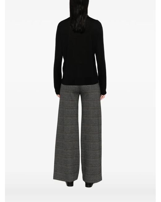 ViCOLO Black Button-Up Crew-Neck Sweater