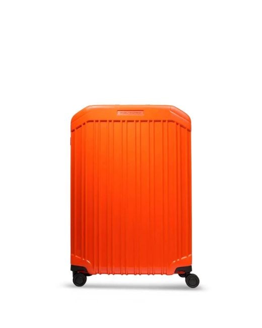 Piquadro Orange Expandable Four-Wheel Suitcase