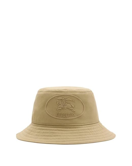 Burberry Natural Equestrian Knight Gabardine Bucket Hat
