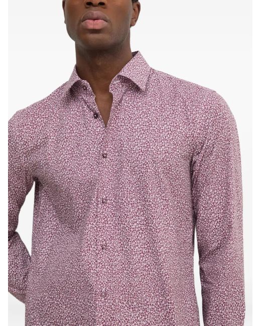 Boss Purple Abstract-Print Shirt for men