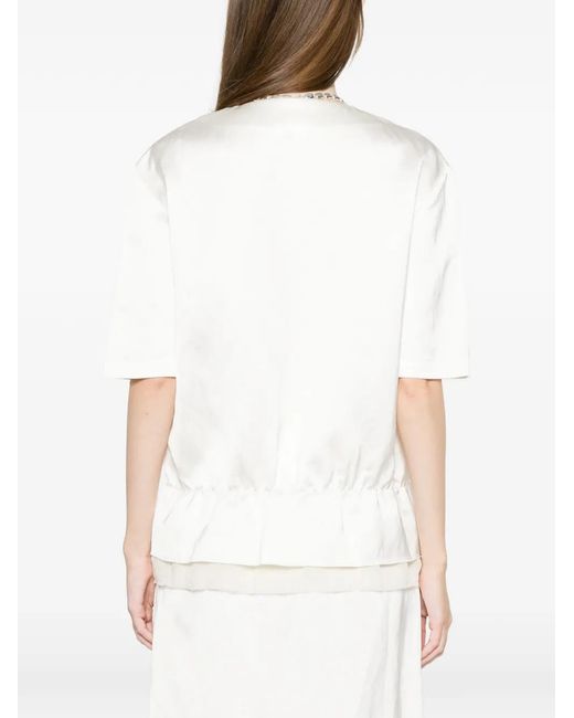 Totême White V-Neck Satin Top
