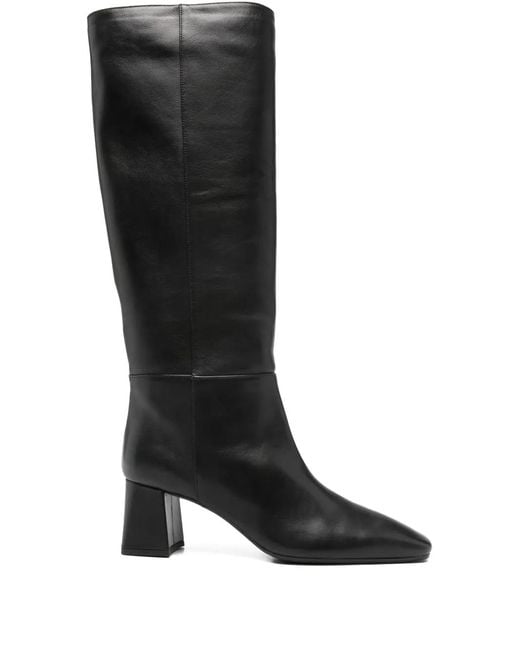 Fabio Rusconi Black Square-Toe Heeled Knee-High Boots