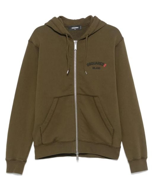 DSquared² Green Logo-Appliqué Hoodie for men