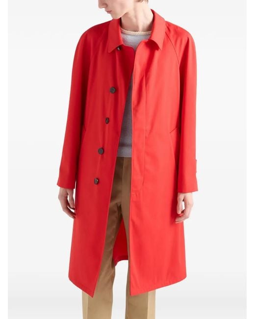 Prada Red Technical Gabardine Coat for men