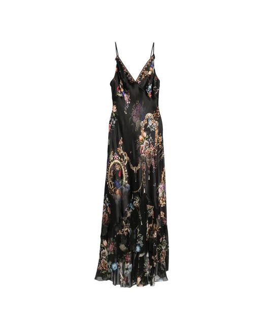 Camilla White Floral-Print Rhinestone-Embellished Asymmetric Dress