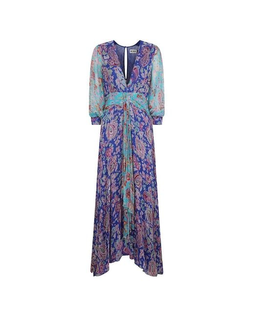 Rixo Blue Meera Paisley-Print Floral-Print Dress