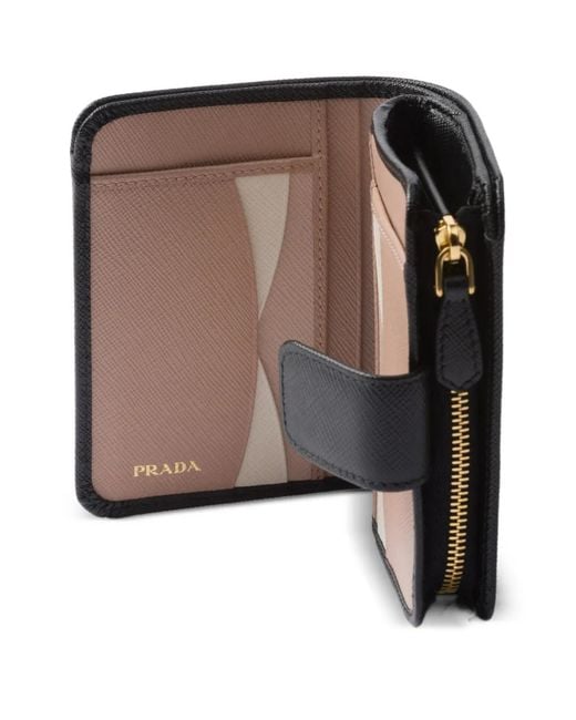 Prada Black Snap Fastener Small Leather Wallet