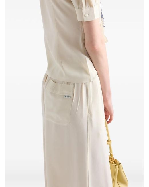 Prada White Silk Marocain Pants