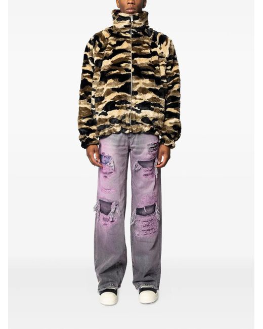PDF CHANNEL Black Camouflage-Print Turtleneck Jacket for men