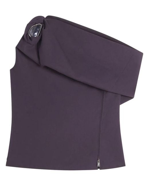 Lanvin Purple Asymmetric Blouse