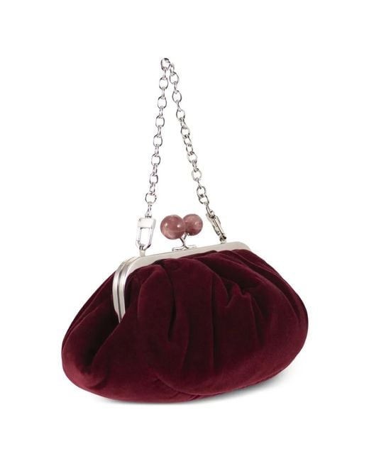 Weekend by Maxmara Purple Gathered Velvet Clutch Bag
