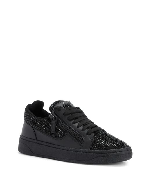 Giuseppe Zanotti Black Gz94 Rhinestone-Embellished Sneakers