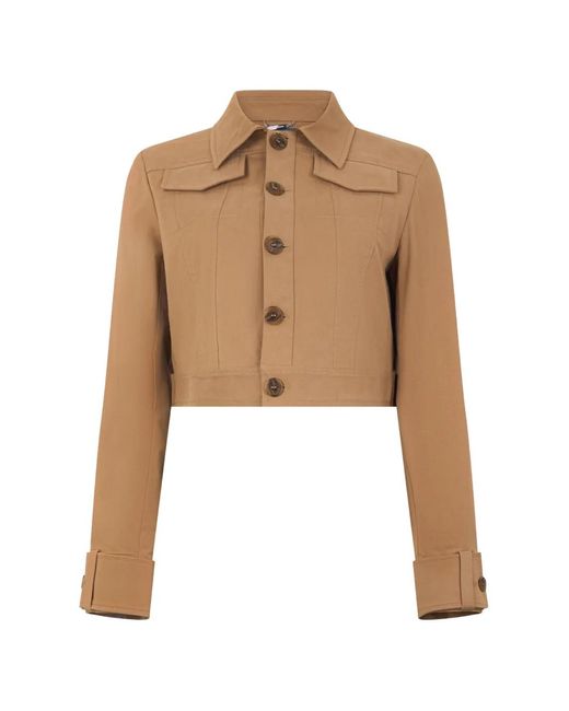Alberta Ferretti Natural Button-Up Jacket