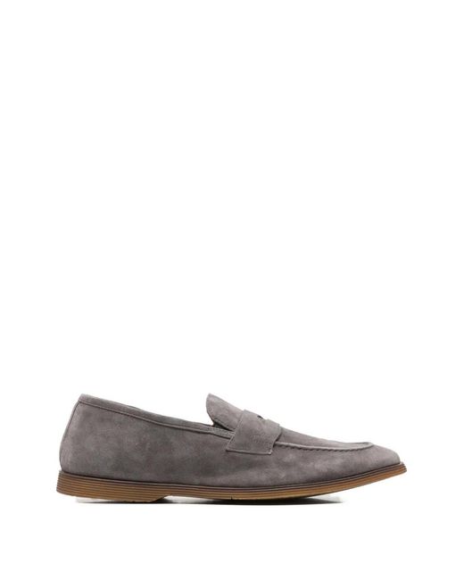 Alberto Gozzi Gray Penny-Slot Almond-Toe Loafers for men