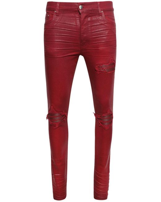 Amiri Red Wax Coated Jeans for men