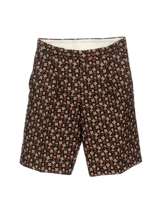 Walter Van Beirendonck White Floral-Print Jacquard Shorts for men