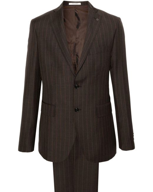 Tagliatore Black Pinstripe Single-breasted Suit for men
