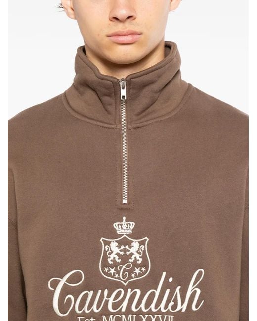CAVENDISH® Brown Logo-Embroidered Sweatshirt for men
